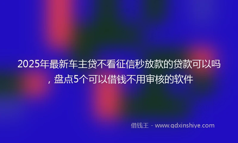 2025年最新车主贷不看征信秒放款的贷款可以吗，盘点5个可以借钱不用审核的软件