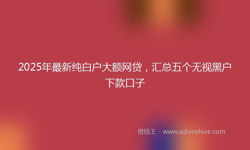 2025年最新纯白户大额网贷，汇总五个无视黑户下款口子