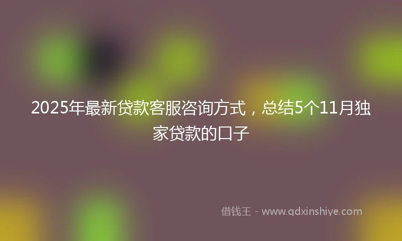 2025年最新贷款客服咨询方式，总结5个11月独家贷款的口子