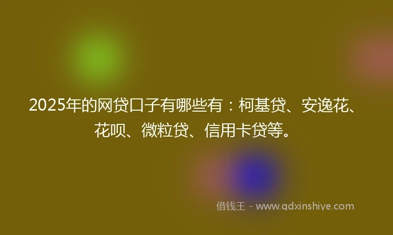2025年的网贷口子有哪些有：柯基贷、安逸花、花呗、微粒贷、信用卡贷等。