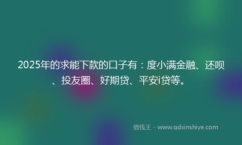2025年的求能下款的口子有：度小满金融、还呗、投友圈、好期贷、平安i贷等。