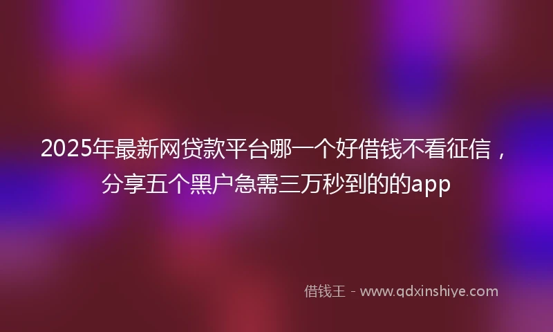 2025年最新网贷款平台哪一个好借钱不看征信，分享五个黑户急需三万秒到的的app