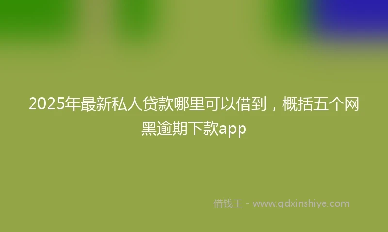 2025年最新私人贷款哪里可以借到，概括五个网黑逾期下款app