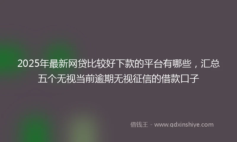 2025年最新网贷比较好下款的平台有哪些，汇总五个无视当前逾期无视征信的借款口子