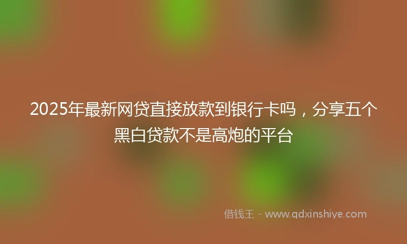 2025年最新网贷直接放款到银行卡吗，分享五个黑白贷款不是高炮的平台