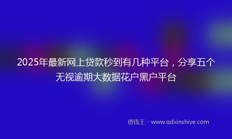 2025年最新网上贷款秒到有几种平台，分享五个无视逾期大数据花户黑户平台