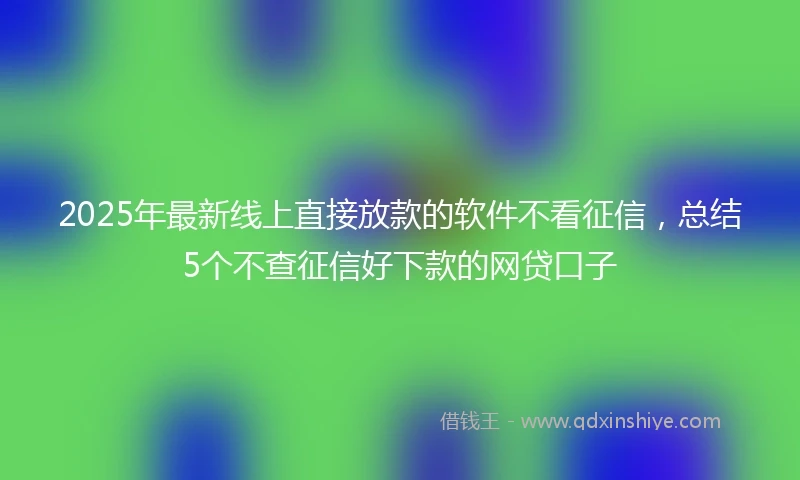 2025年最新线上直接放款的软件不看征信,总结5个不查征信好下款的网贷口子