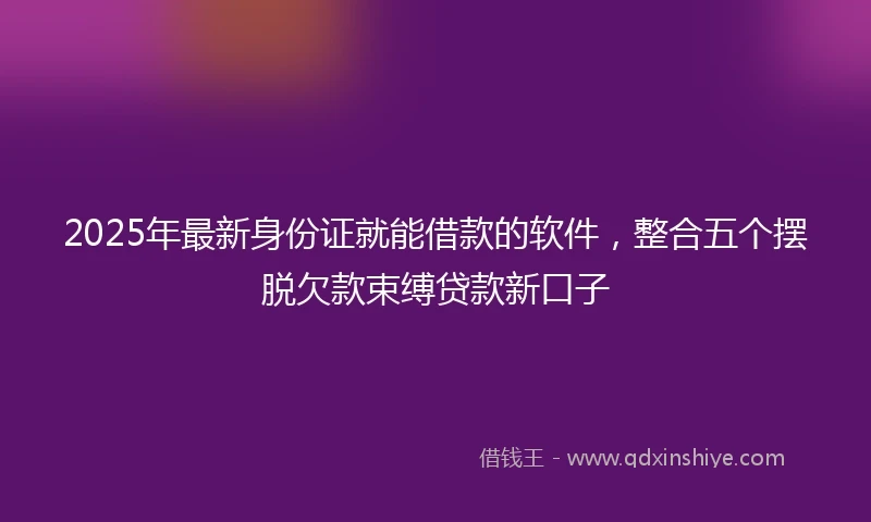 2025年最新身份证就能借款的软件，整合五个摆脱欠款束缚贷款新口子