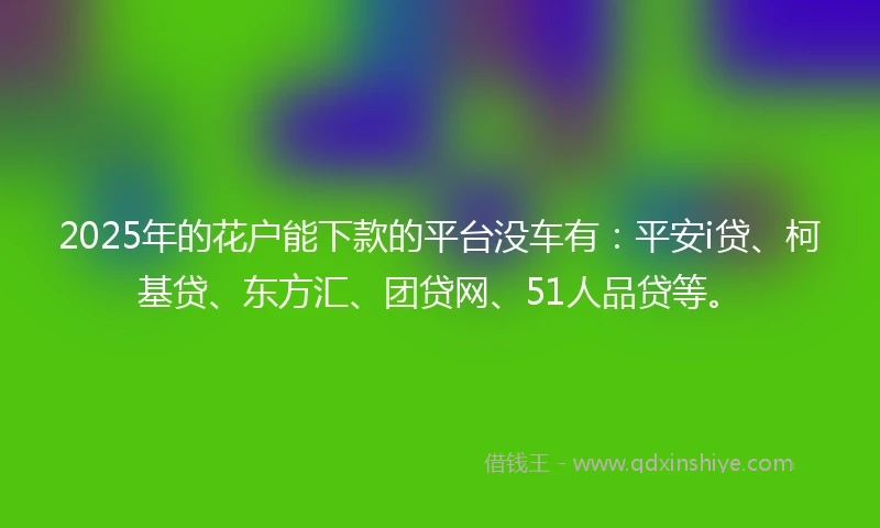 2025年的花户能下款的平台没车有：平安i贷、柯基贷、东方汇、团贷网、51人品贷等。