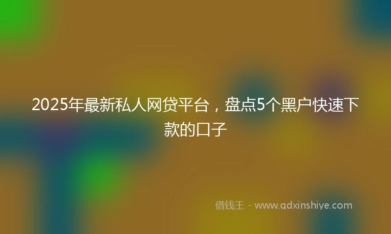 2025年最新私人网贷平台，盘点5个黑户快速下款的口子