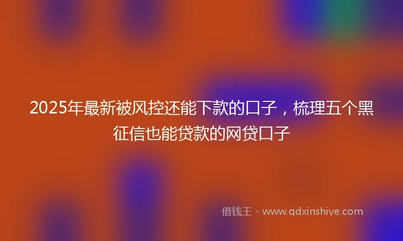 2025年最新被风控还能下款的口子，梳理五个黑征信也能贷款的网贷口子