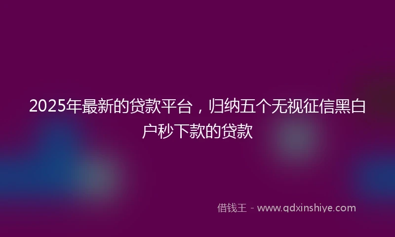 2025年最新的贷款平台，归纳五个无视征信黑白户秒下款的贷款