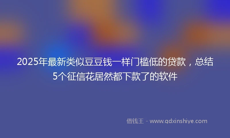 2025年最新类似豆豆钱一样门槛低的贷款，总结5个征信花居然都下款了的软件