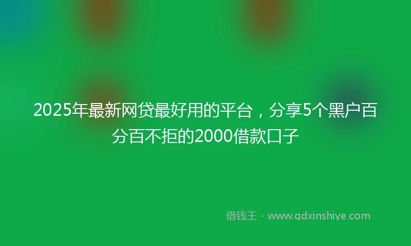 2025年最新网贷最好用的平台，分享5个黑户百分百不拒的2000借款口子