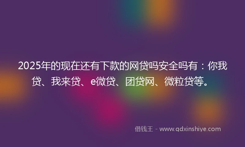 2025年的现在还有下款的网贷吗安全吗有：你我贷、我来贷、e微贷、团贷网、微粒贷等。
