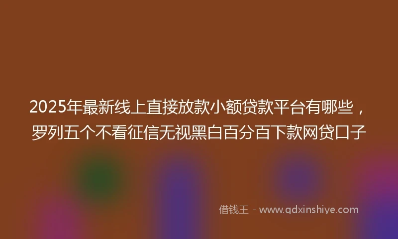 2025年最新线上直接放款小额贷款平台有哪些，罗列五个不看征信无视黑白百分百下款网贷口子