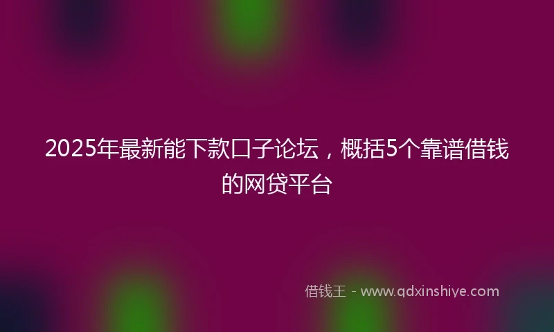 2025年最新能下款口子论坛，概括5个靠谱借钱的网贷平台