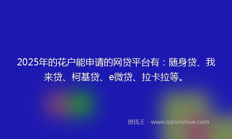 2025年的花户能申请的网贷平台有：随身贷、我来贷、柯基贷、e微贷、拉卡拉等。