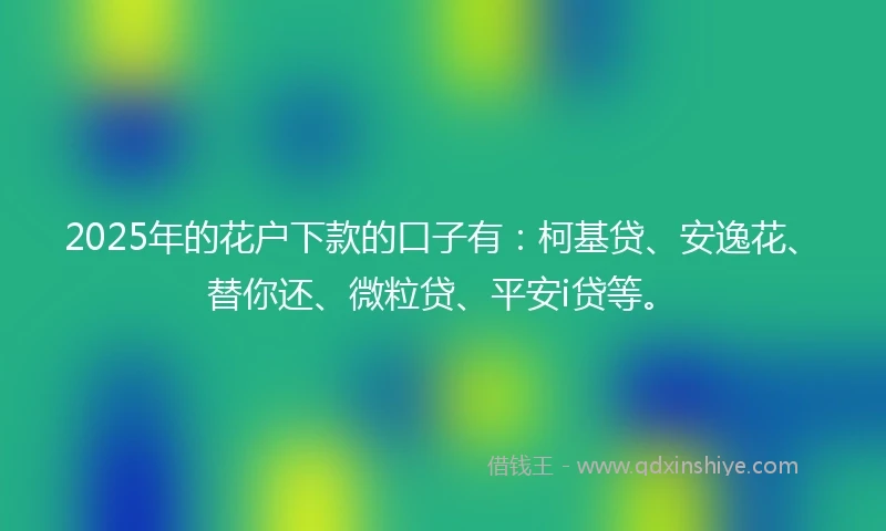 2025年的花户下款的口子有：柯基贷、安逸花、替你还、微粒贷、平安i贷等。