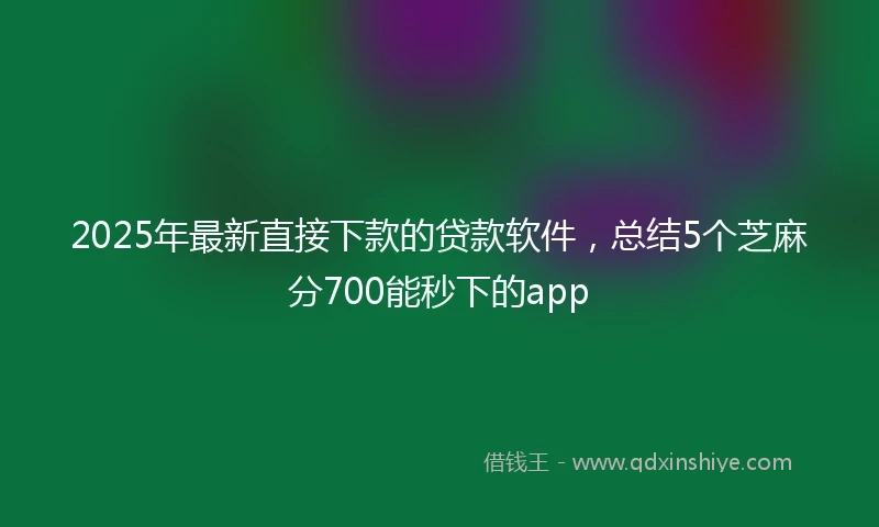 2025年最新直接下款的贷款软件，总结5个芝麻分700能秒下的app