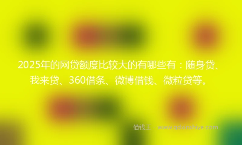 2025年的网贷额度比较大的有哪些有：随身贷、我来贷、360借条、微博借钱、微粒贷等。