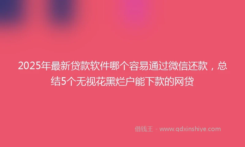 2025年最新贷款软件哪个容易通过微信还款，总结5个无视花黑烂户能下款的网贷