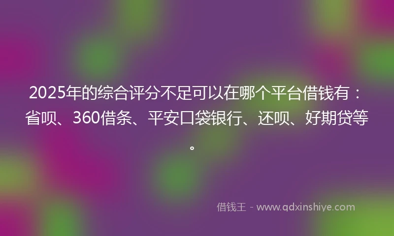 2025年的综合评分不足可以在哪个平台借钱有：省呗、360借条、平安口袋银行、还呗、好期贷等。