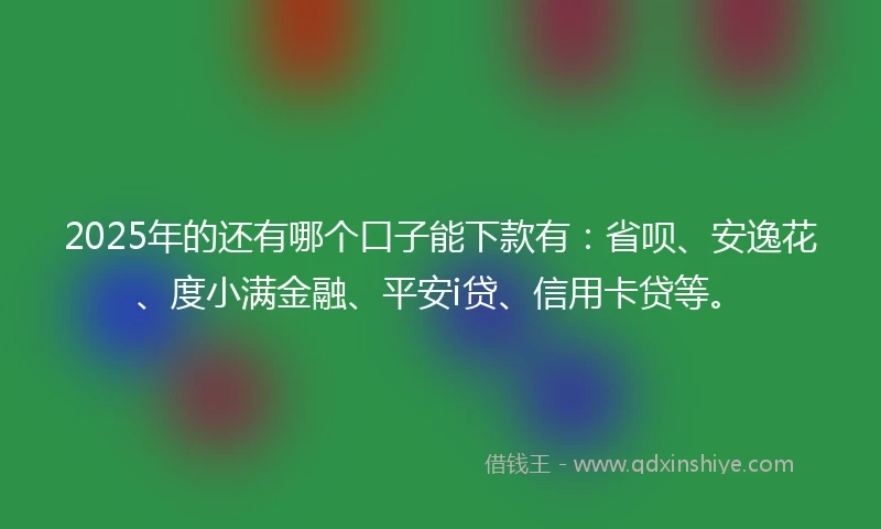 2025年的还有哪个口子能下款有：省呗、安逸花、度小满金融、平安i贷、信用卡贷等。