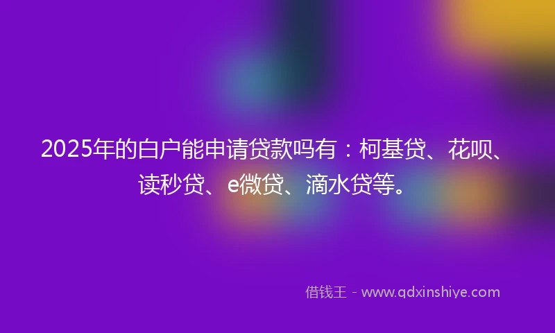 2025年的白户能申请贷款吗有：柯基贷、花呗、读秒贷、e微贷、滴水贷等。
