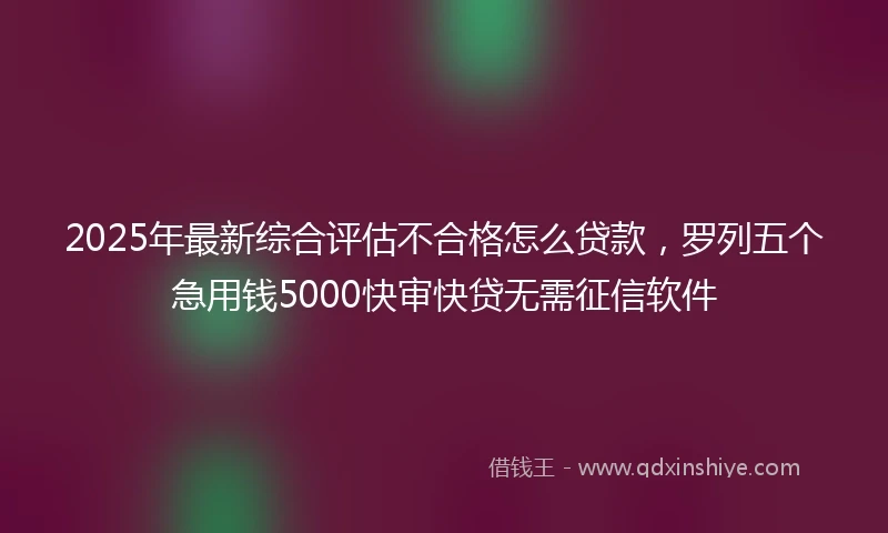 2025年最新综合评估不合格怎么贷款，罗列五个急用钱5000快审快贷无需征信软件