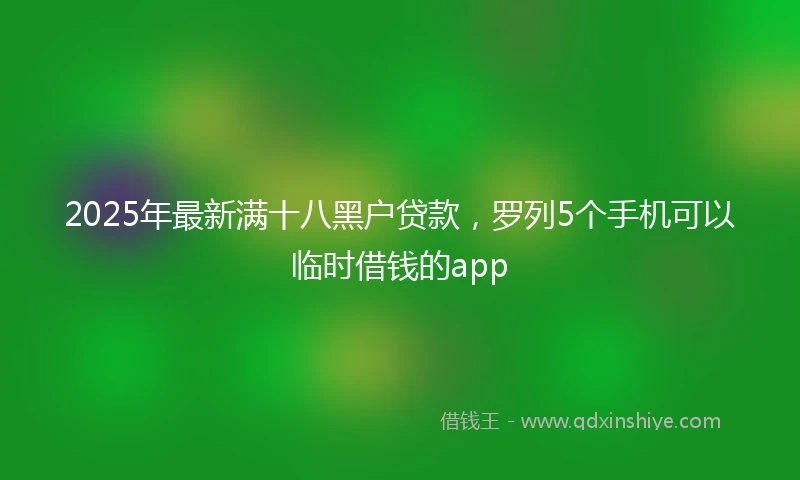 2025年最新满十八黑户贷款，罗列5个手机可以临时借钱的app