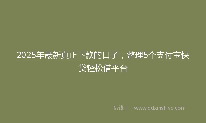 2025年最新真正下款的口子，整理5个支付宝快贷轻松借平台