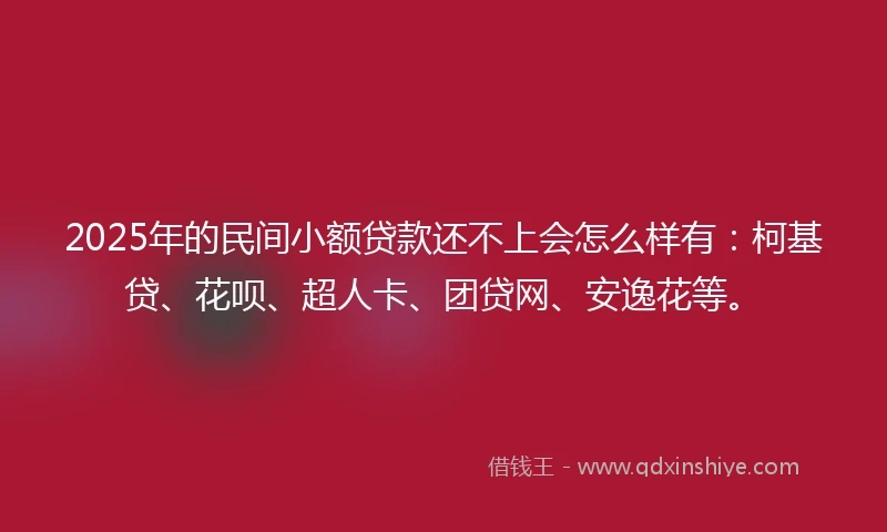 2025年的民间小额贷款还不上会怎么样有：柯基贷、花呗、超人卡、团贷网、安逸花等。
