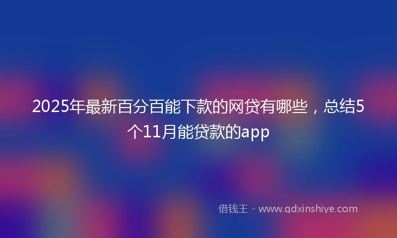 2025年最新百分百能下款的网贷有哪些，总结5个11月能贷款的app