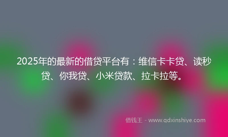2025年的最新的借贷平台有：维信卡卡贷、读秒贷、你我贷、小米贷款、拉卡拉等。
