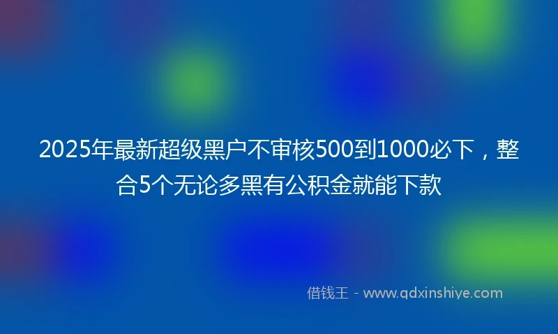 2025年最新超级黑户不审核500到1000必下，整合5个无论多黑有公积金就能下款