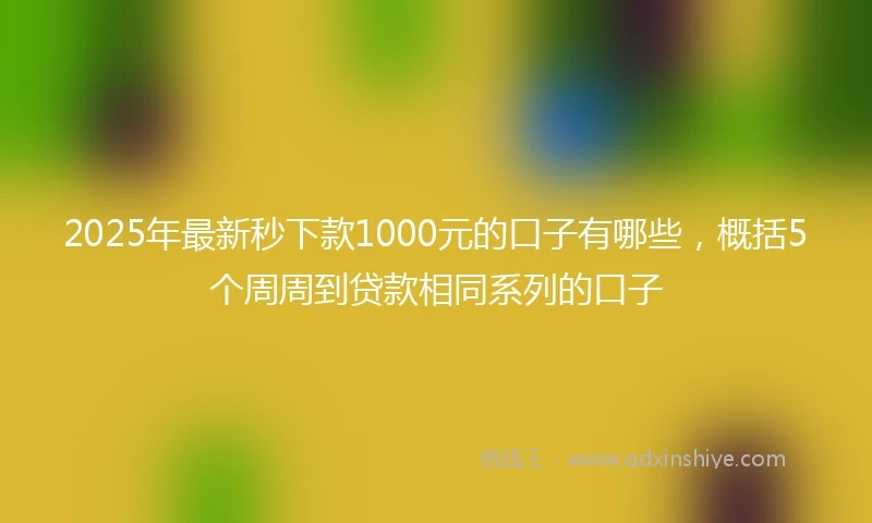 2025年最新秒下款1000元的口子有哪些，概括5个周周到贷款相同系列的口子