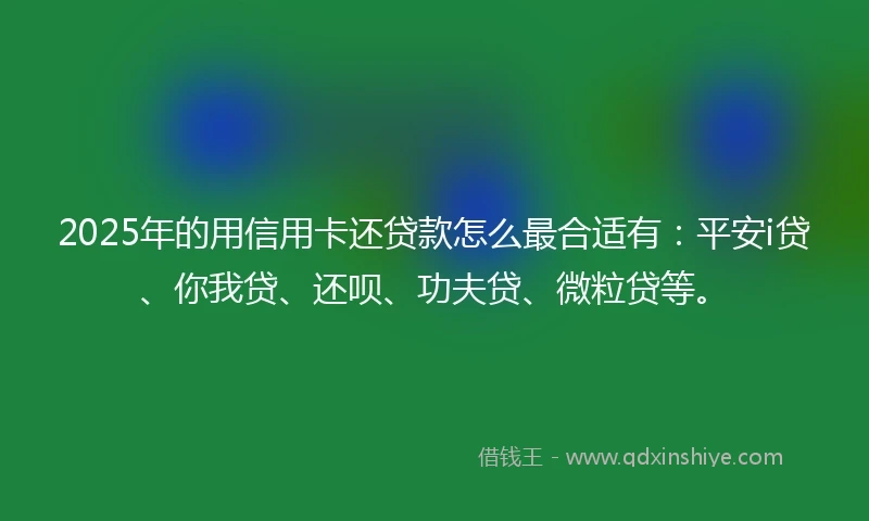2025年的用信用卡还贷款怎么最合适有：平安i贷、你我贷、还呗、功夫贷、微粒贷等。