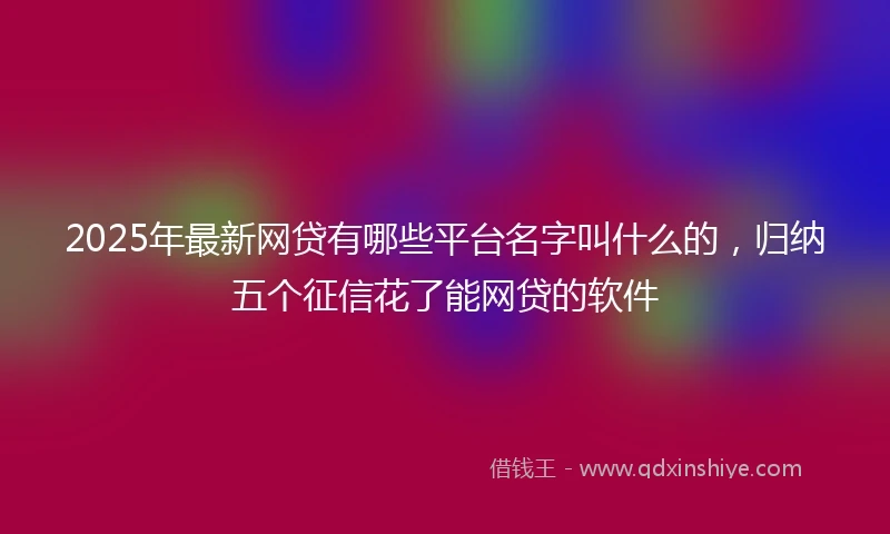 2025年最新网贷有哪些平台名字叫什么的，归纳五个征信花了能网贷的软件