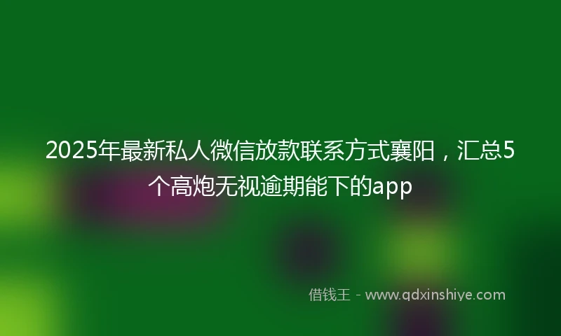 2025年最新私人微信放款联系方式襄阳，汇总5个高炮无视逾期能下的app