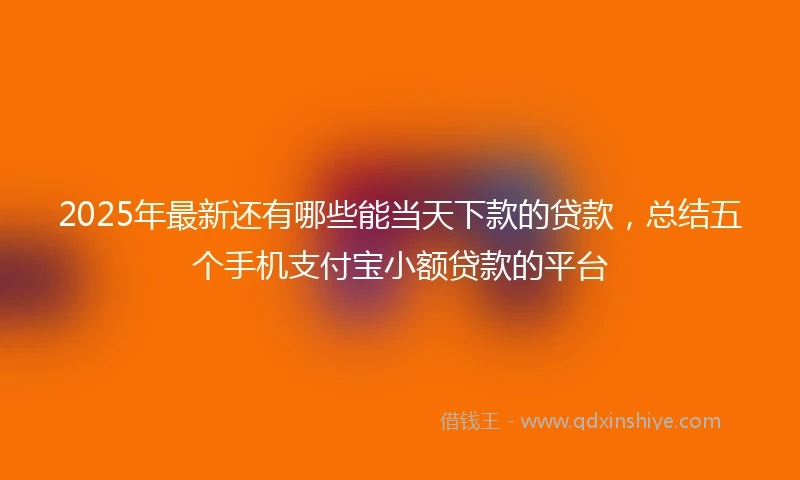 2025年最新还有哪些能当天下款的贷款，总结五个手机支付宝小额贷款的平台