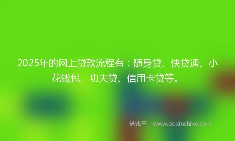 2025年的网上贷款流程有：随身贷、快贷通、小花钱包、功夫贷、信用卡贷等。