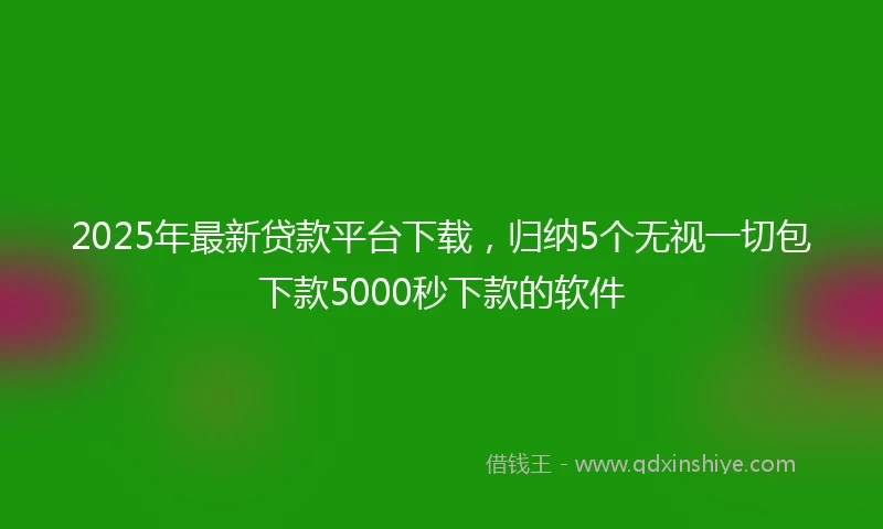 2025年最新贷款平台下载，归纳5个无视一切包下款5000秒下款的软件