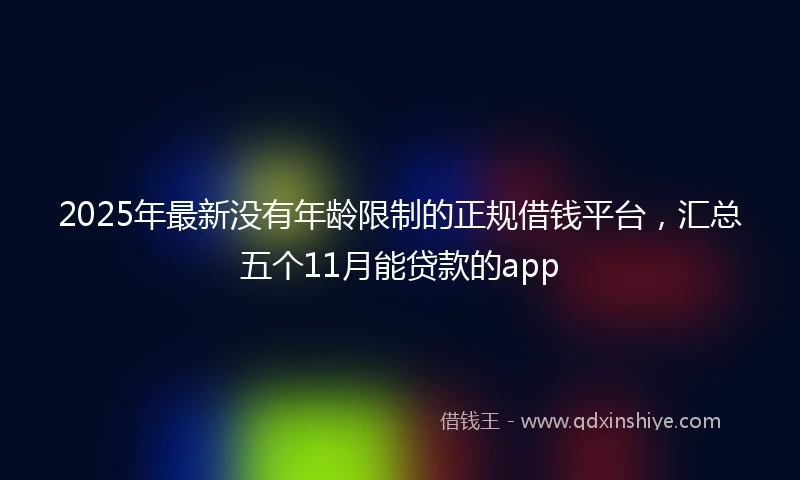 2025年最新没有年龄限制的正规借钱平台，汇总五个11月能贷款的app