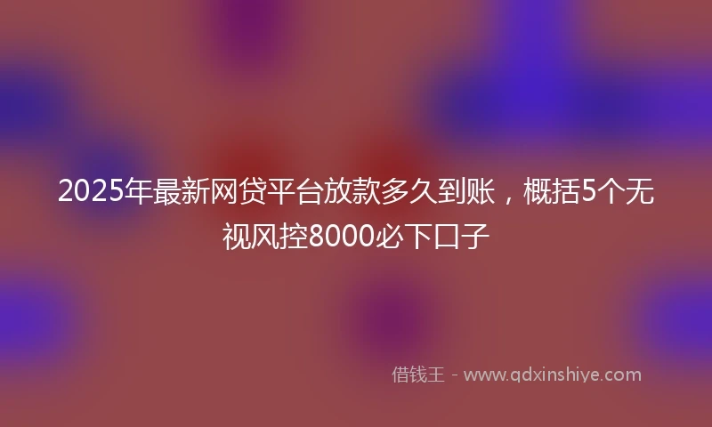 2025年最新网贷平台放款多久到账，概括5个无视风控8000必下口子