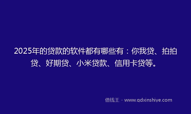 2025年的贷款的软件都有哪些有：你我贷、拍拍贷、好期贷、小米贷款、信用卡贷等。