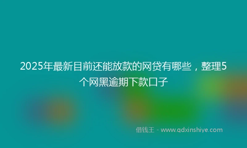 2025年最新目前还能放款的网贷有哪些，整理5个网黑逾期下款口子