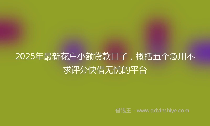 2025年最新花户小额贷款口子，概括五个急用不求评分快借无忧的平台