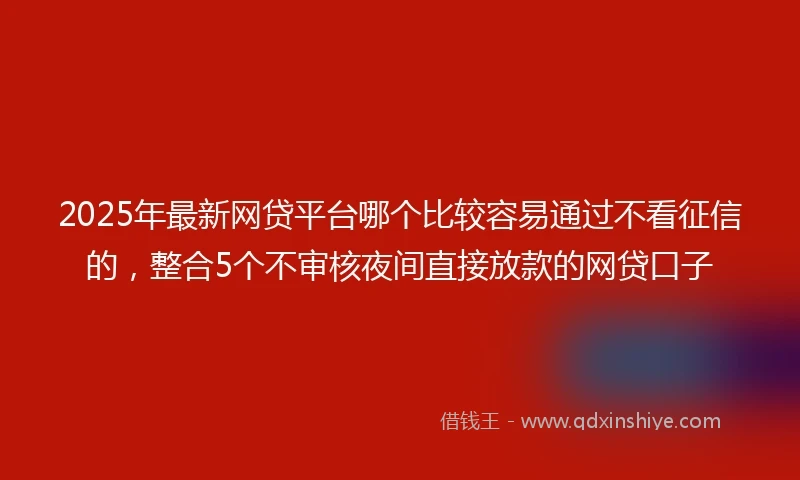 2025年最新网贷平台哪个比较容易通过不看征信的，整合5个不审核夜间直接放款的网贷口子