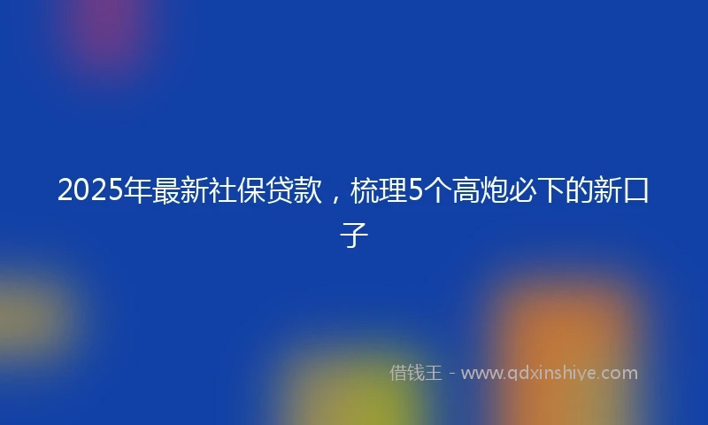 2025年最新社保贷款，梳理5个高炮必下的新口子